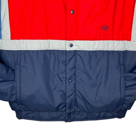 VTG 80s Roffe USA Men’s Thinsulate Red White Blue Ski Coat Size L Color Block - Picture 4 of 14